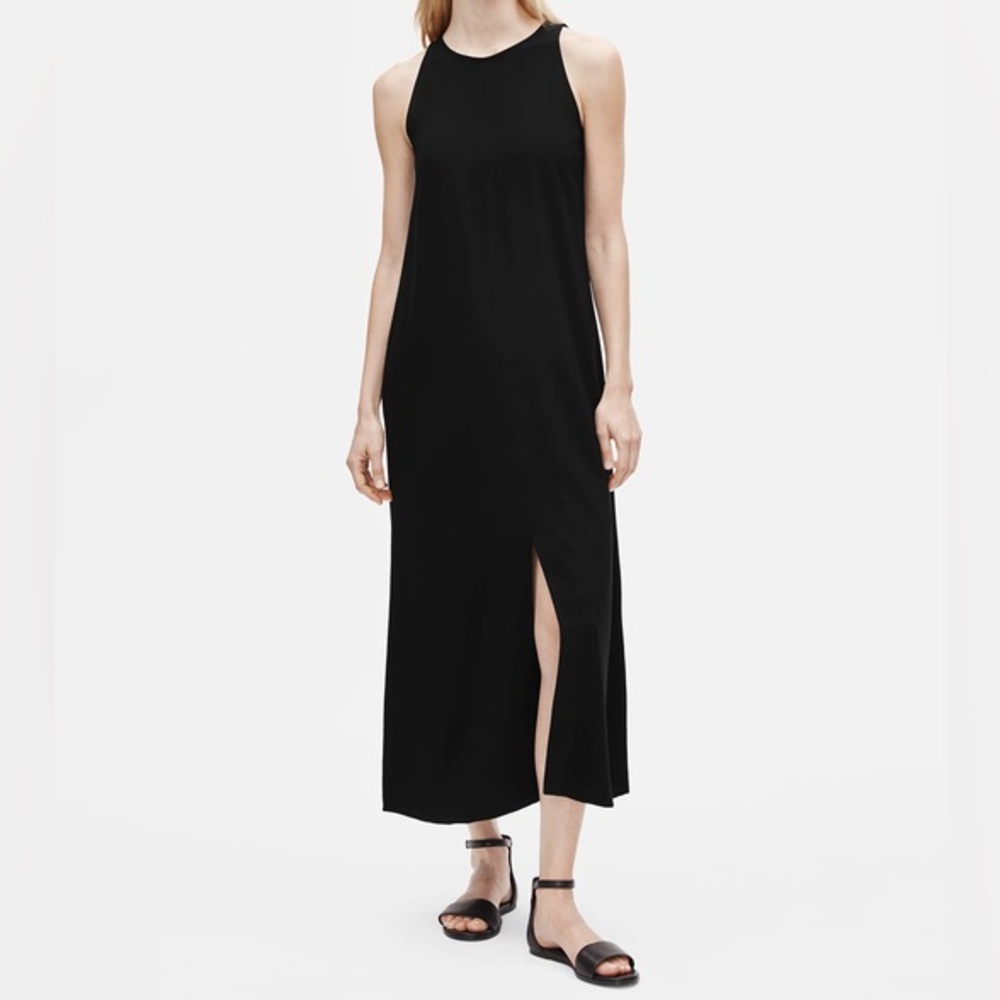 Madewell Sleeveless Slit Midi Dress Black SIZE 2 - Picture 1 of 5